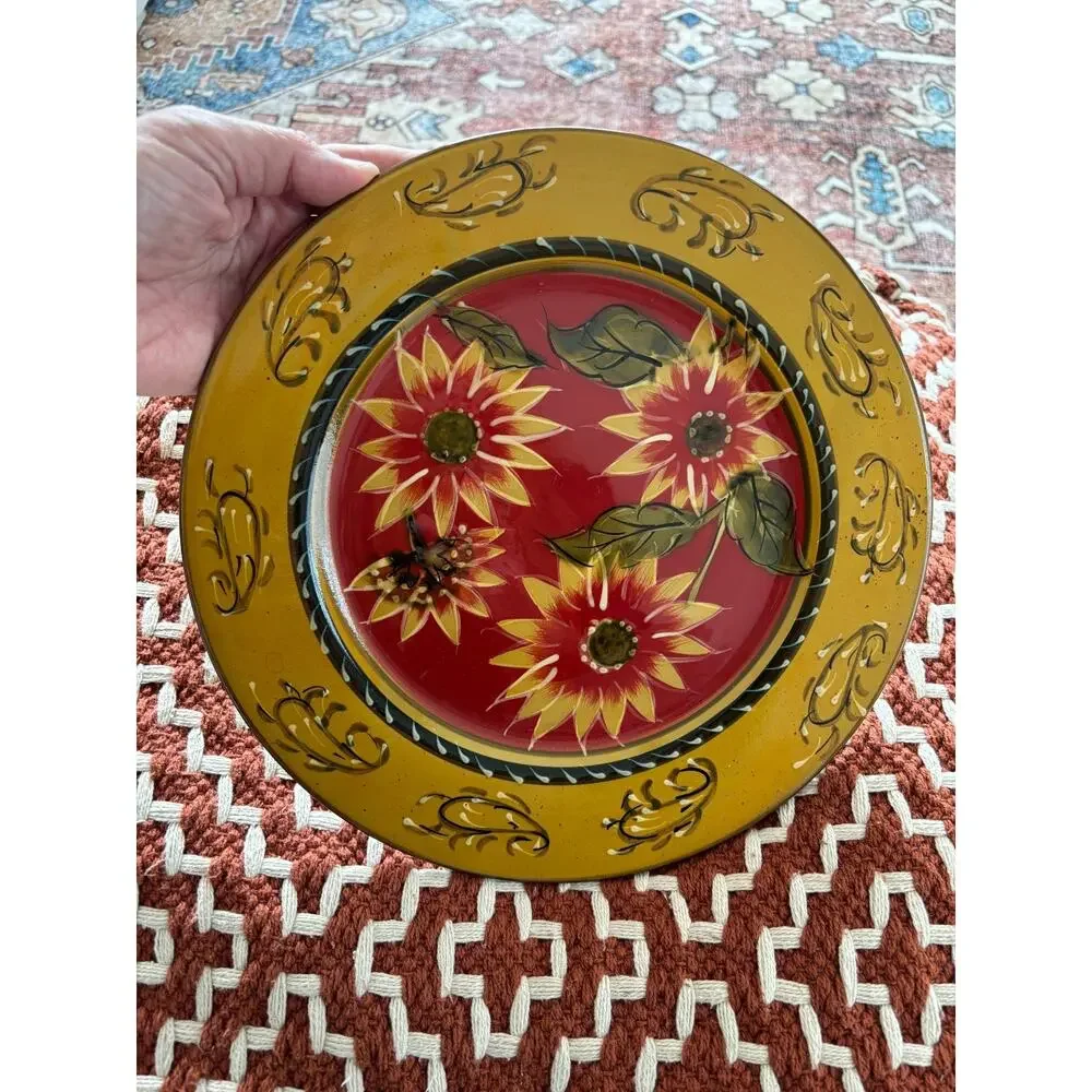 PIER 1 IMPORTS Sunflower Replacement Dinner Plate Hand Painted Terracotta 10.5